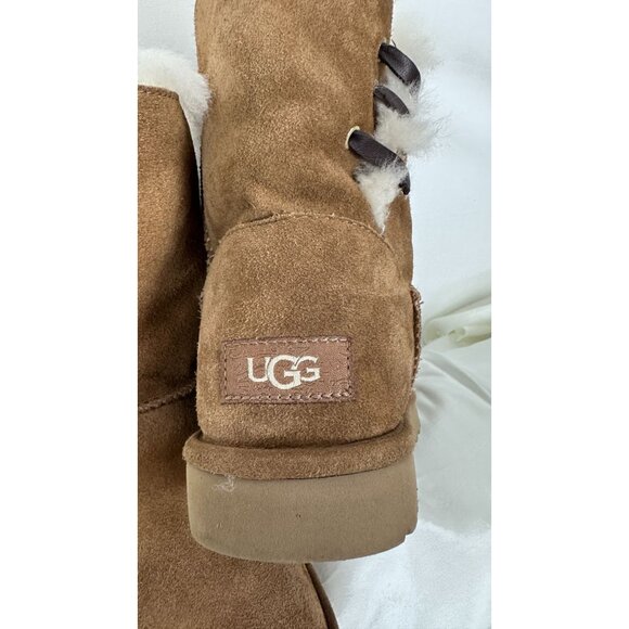 UGG Womens Brown Suede & Sheepskin Lined Winter Boots Size 8 - Picture 3 of 16